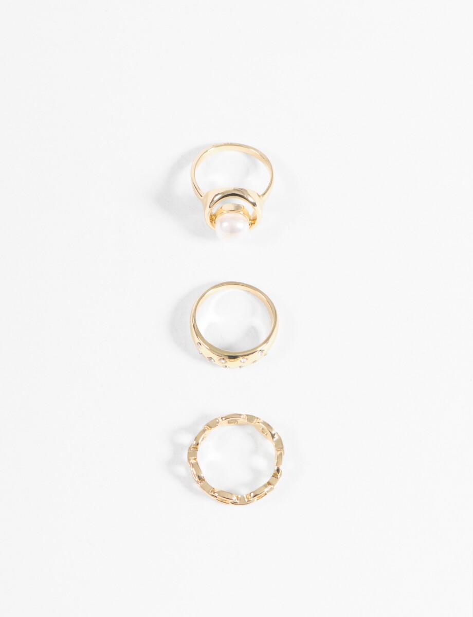 Set anillos perla - dorado 