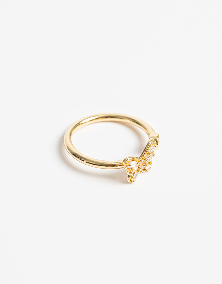 Anillos Chicos Cubic zirconia Anillo Mariposa Bañado En Oro Con Cubic Zirconia. - Dorado