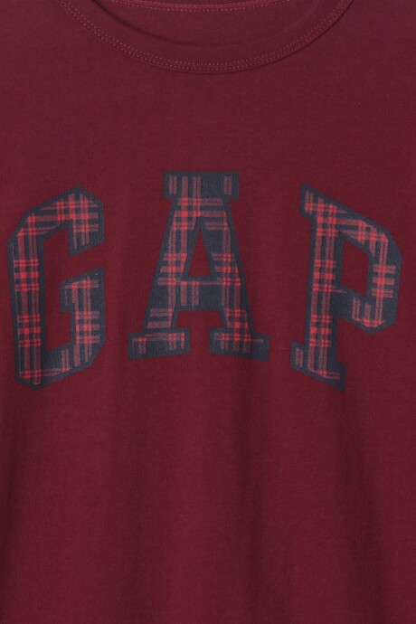 Remera Logo Gap Manga Larga Niño Burgundy Plaid
