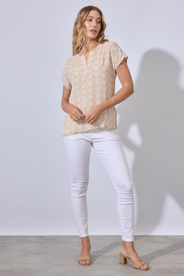 Blusa Mandala Print BEIGE/MULTI