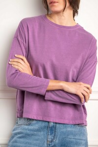 Remera Manga Larga Lavada Lavanda