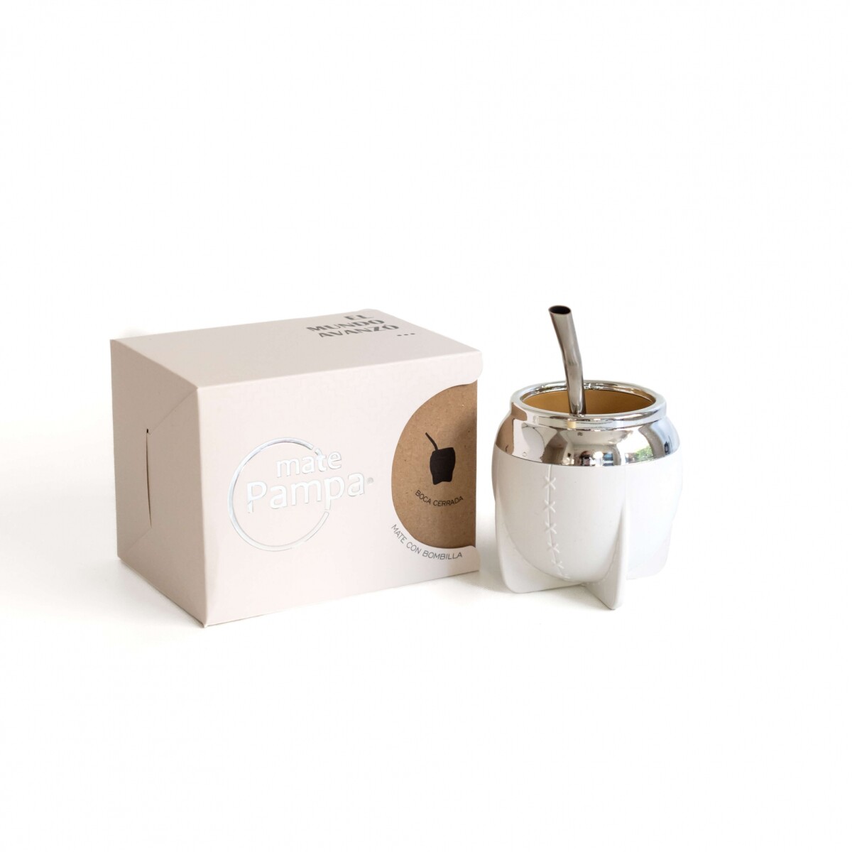 MATE PAMPA MATE TRADICIONAL BOCA CERRADA - BLANCO 