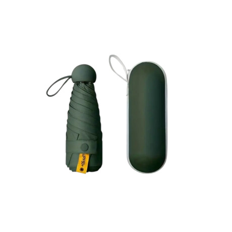 Paraguas plegable con mango y estuche colores pastel Verde Oscuro