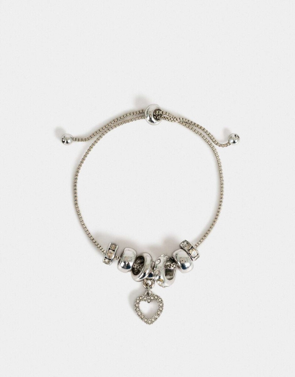 Pulsera Flexible Con Corazon - Plateado 