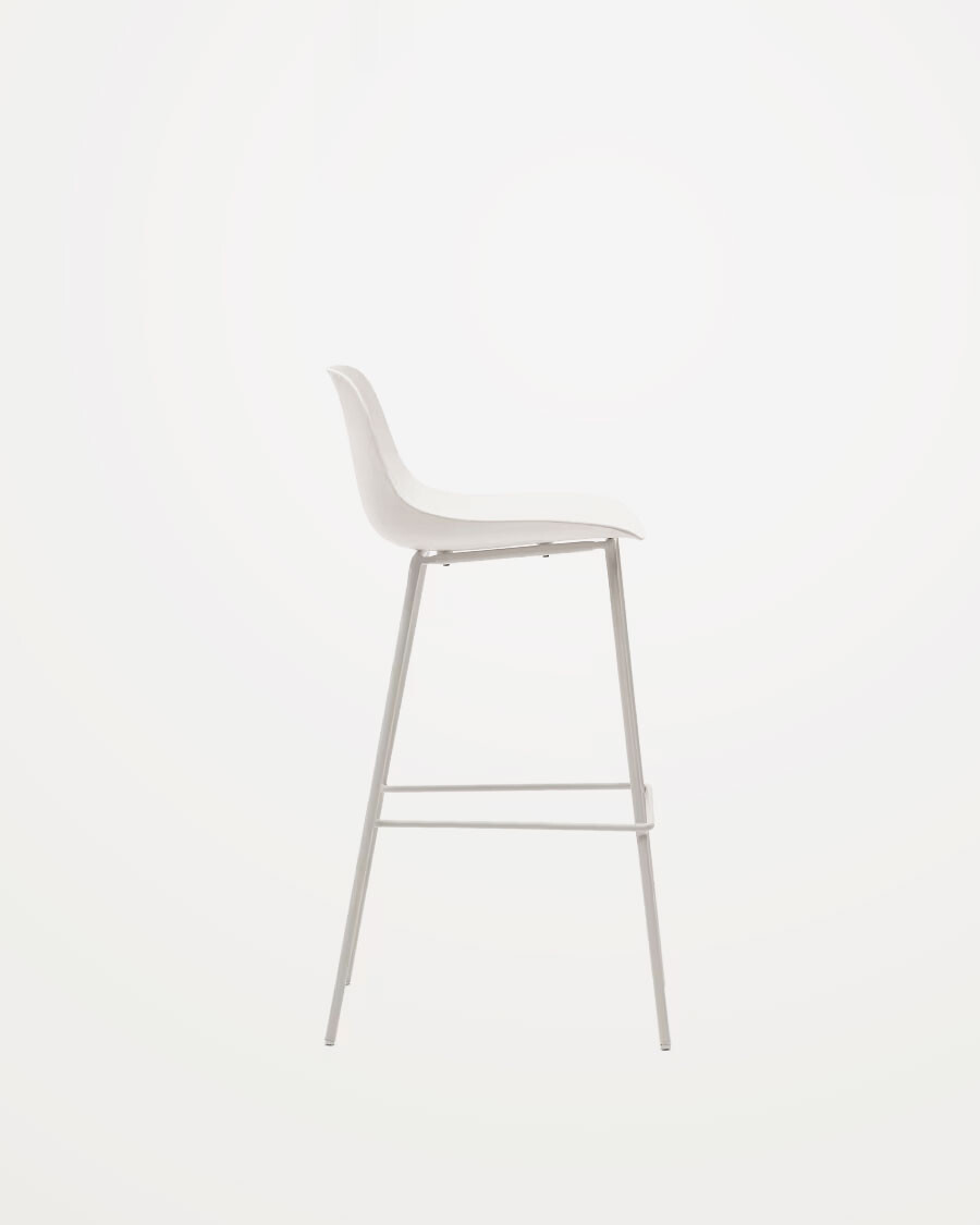 Taburete Altea negro y patas de acero con acabado beige 75 cm