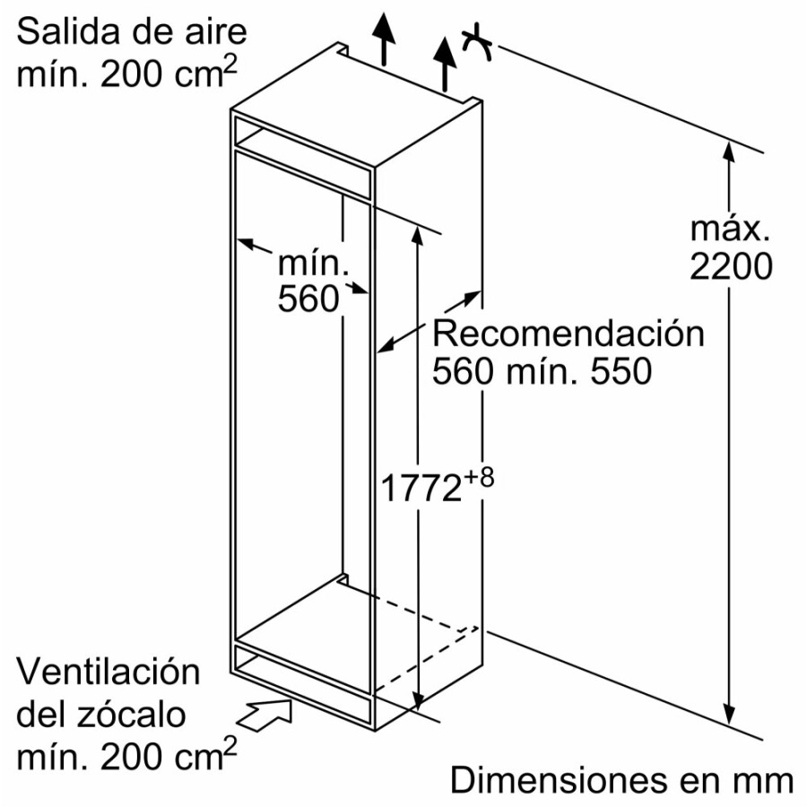 Refrigerador Integrable Panelable BOSCH KIV86VSE0 Refrigerador Integrable Panelable BOSCH KIV86VSE0