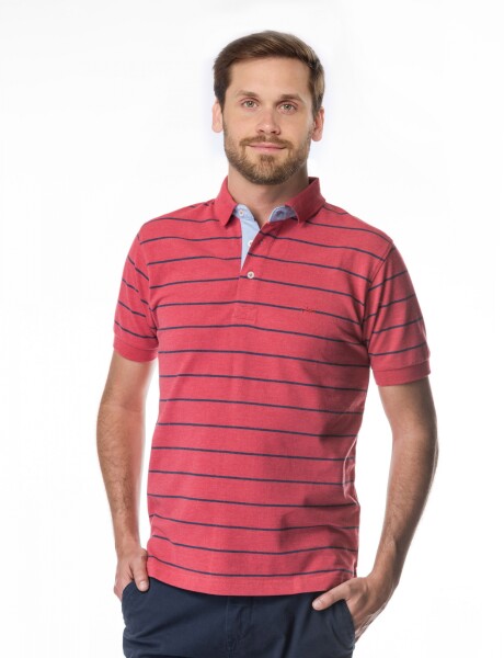 Polo pique rayada Rojo