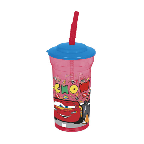 Vaso Plástico Alto con Pajita Cars 460 ml U