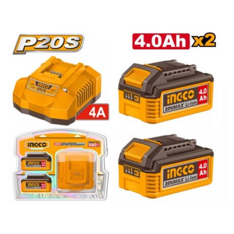 Set 2 baterias INGCO 4.0AH + 1 Cargador FBCPK2013 20V
