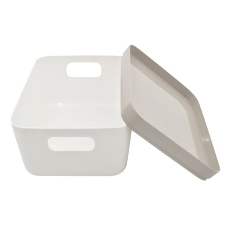 Cesto Organizador c/Tapa Idealle Canasto Plástico 27x18x12Cm Gris