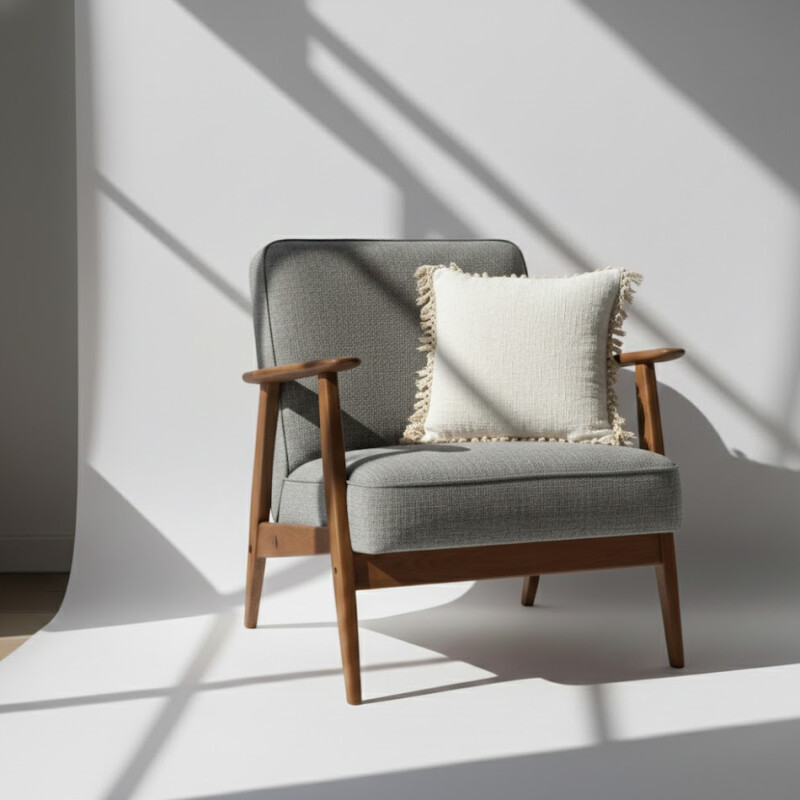 Funda de almohadón algodón marfil 45x45cm