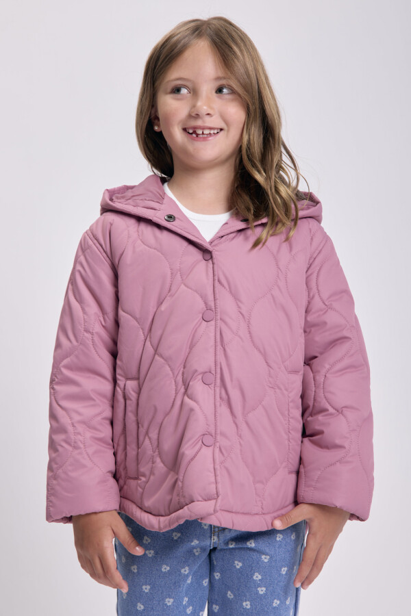 Campera capitoneada capucha Rosa