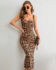 VESTIDO MIDI ESTAMPADO Beige