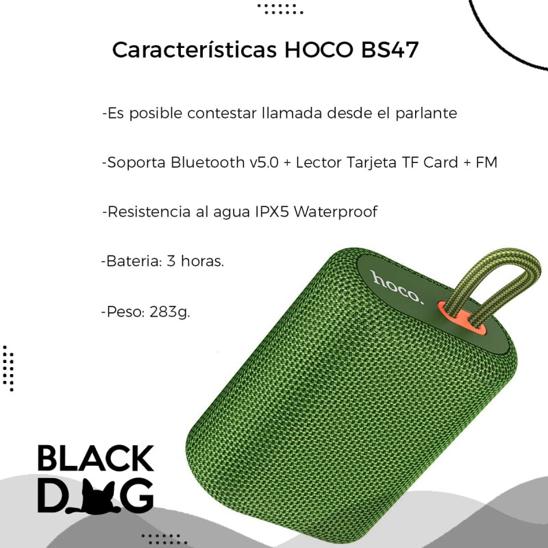 Parlante Hoco Bs47 - Resistente Al Agua + Auriculares Parlante Hoco Verde Bs47 - Resistente Al Agua + Auriculares