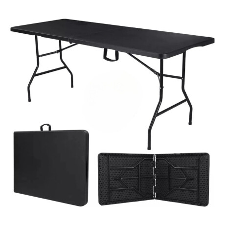 Mesa Plegable Tipo Valija Portable Plastica 180cm Negra Negro