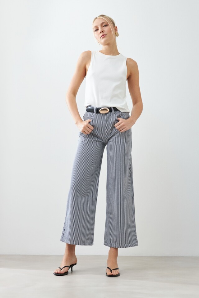Pantalón de jean rayado crudo