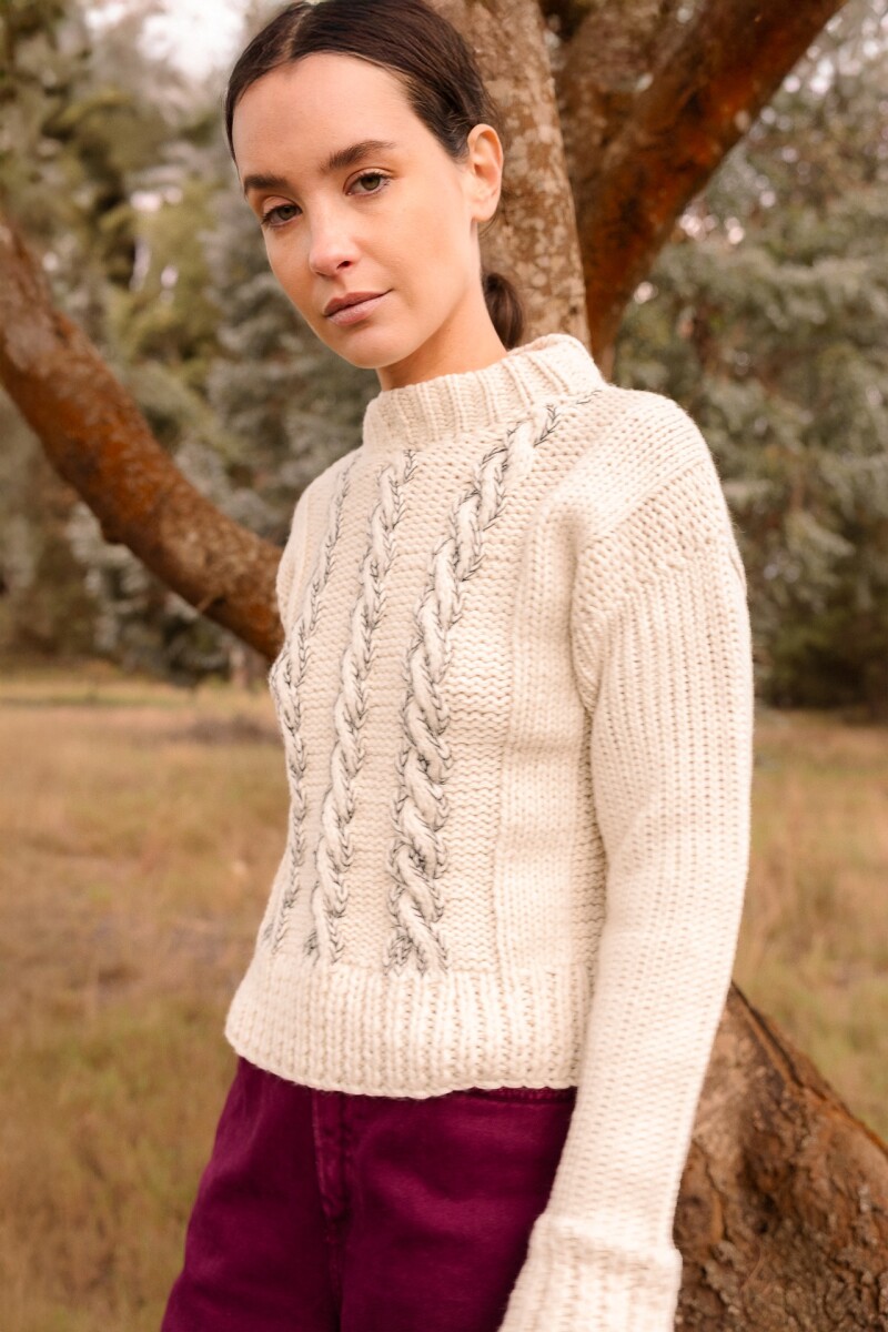 Sweater Bonjour Crudo/Negro