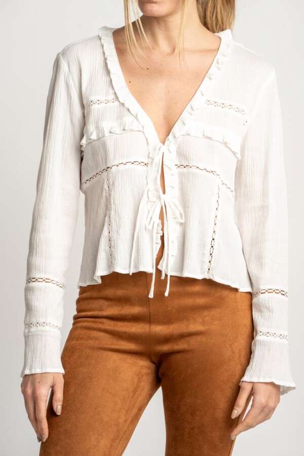 Blusa Encajes Algodón Nácar