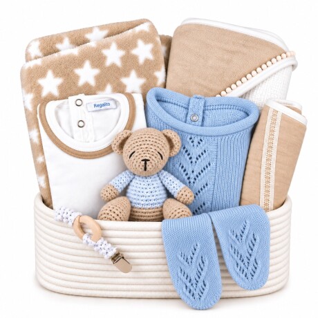 Canasta Nacimiento Algodón Montessori – Premium celeste