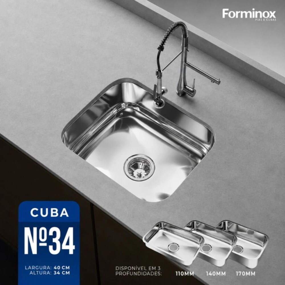 Pileta simple acero inox embutir 40x34x17 Forminox Pileta Simple Acero Inox Embutir 40x34x17 Forminox