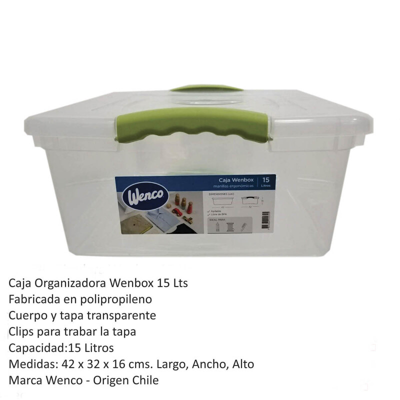 Caja organizadora 15 lts Wenbox TRANSPARENTE