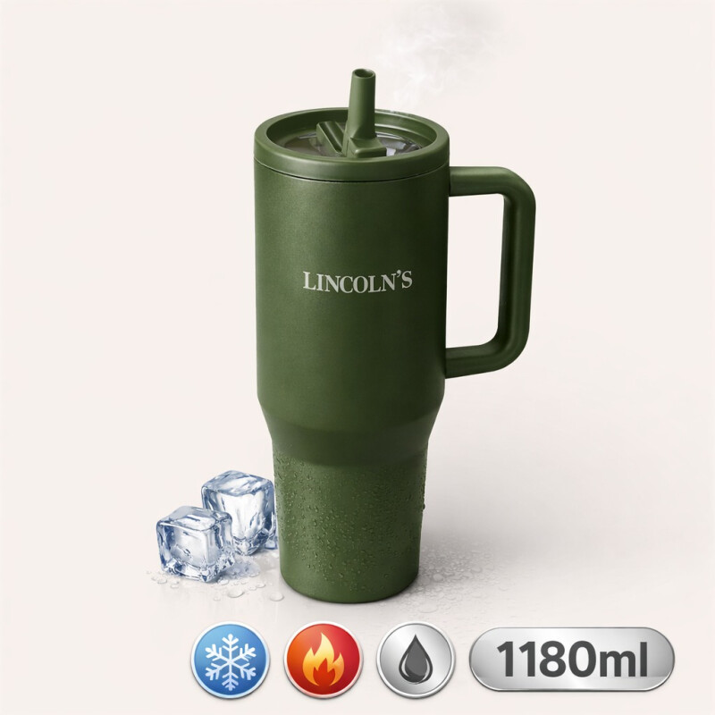 Vaso termico Acero Inox. 1180ml Lincolns Verde Oscuro
