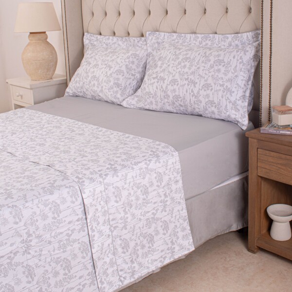 Sábana Finezza 400h Floral Gris Queen