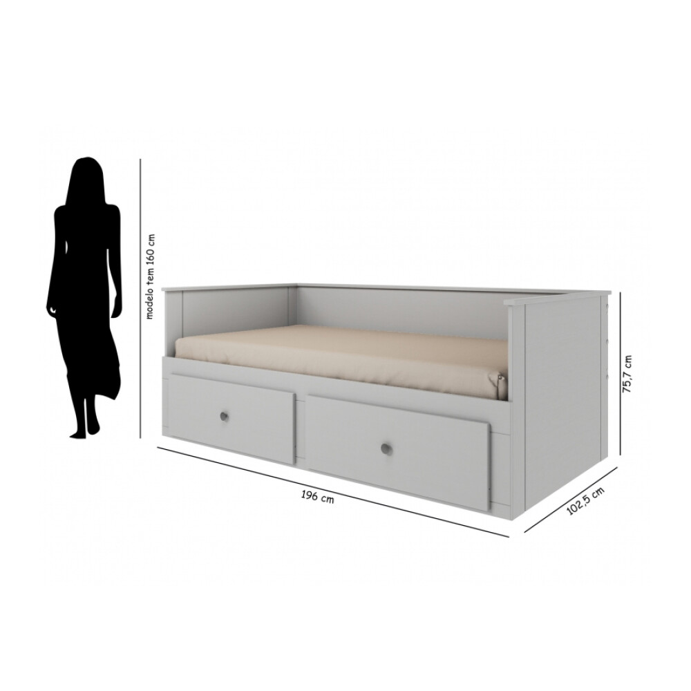 Cama Palino 1 Plaza / auxiliar - Funcional Gris