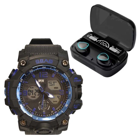 Set Reloj Deportivo Hombre + Auriculares M10 Inalámbricos BT Azul