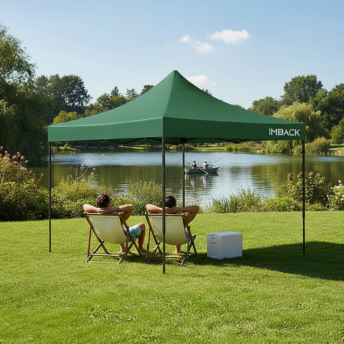 Gazebo Plegable 3x3 M Auto armable Toldo Playa Jardin Carpa Tela 600d IMBACK Color Verde 