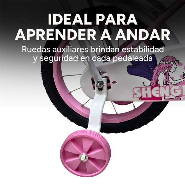 Bicicleta infantil Shengdi Rodado 14 Canasto Parrilla Hadas Rosa 2