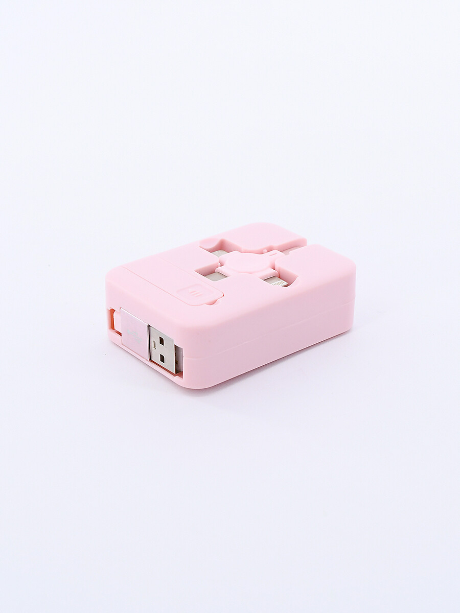 CABLE CARGADOR 3 PUNTAS USB - ROSADO 
