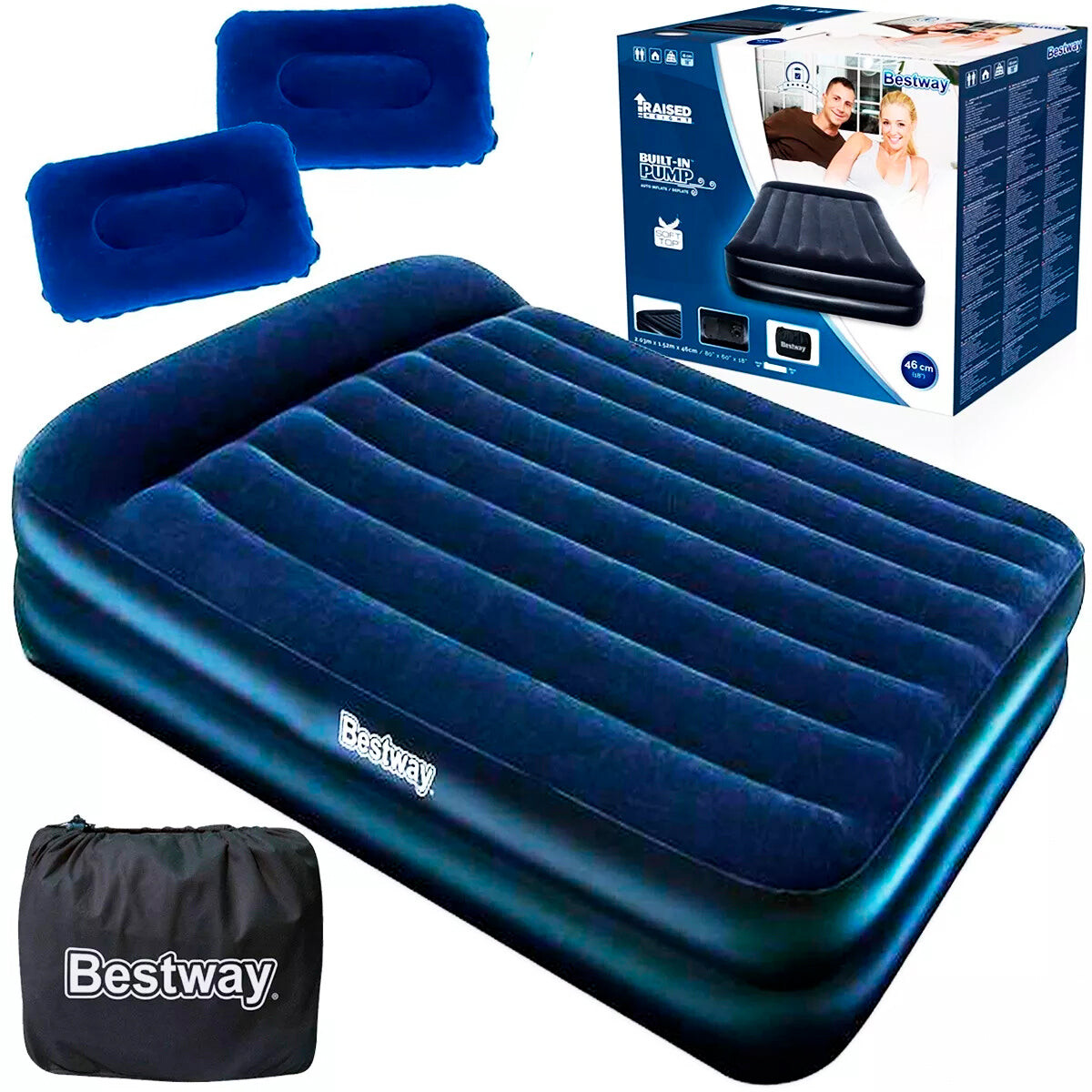 Colchón Sommier Inflable Bestway 2p Eléctrico Camping 