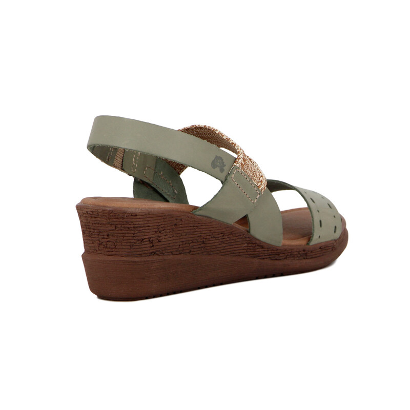 Sandalia Casual Mujer Country Taco Corrido Verde Claro