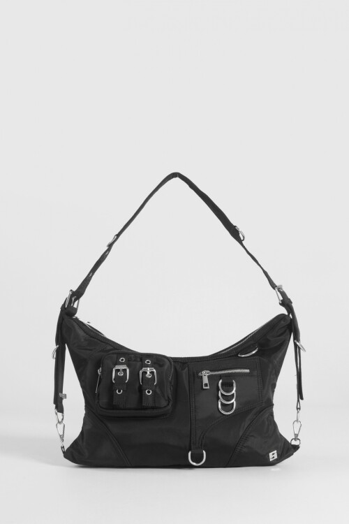 Hobo multicierres tela negro