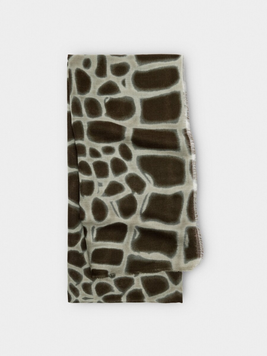 Pañuelo Estampado Mezcla De Lana gris