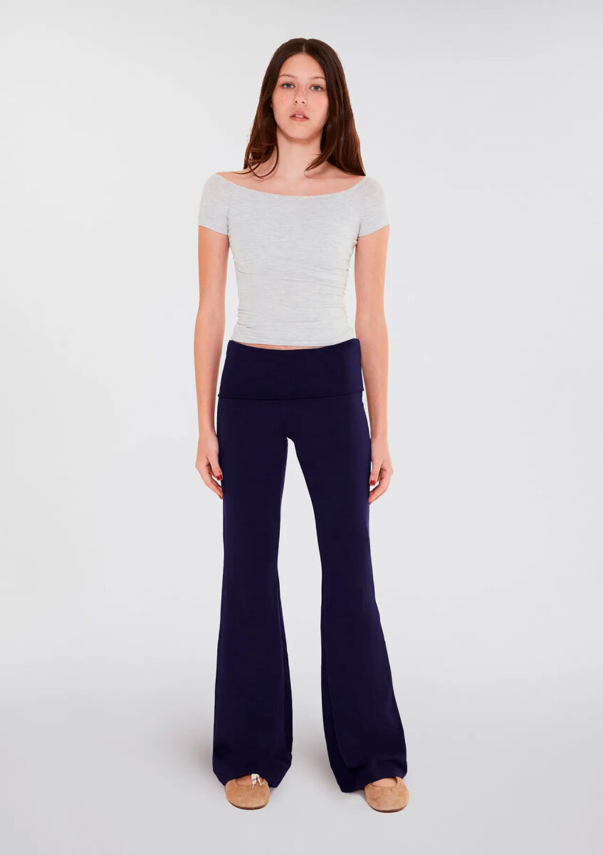 PANTALONES ACAMPANADOS CON CINTURA ELÁSTICA - AZUL 