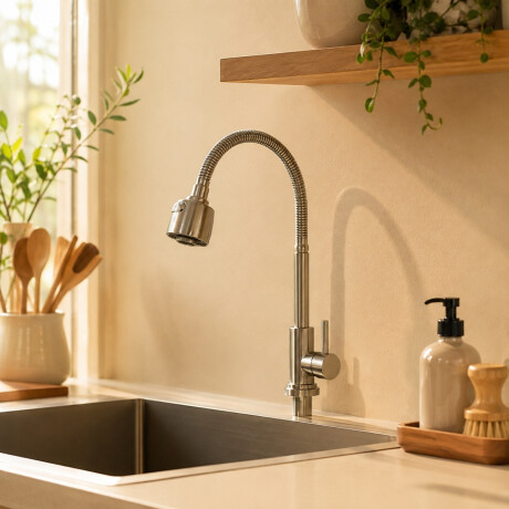 Canilla flexible para mesada de cocina agua fría PLATEADO