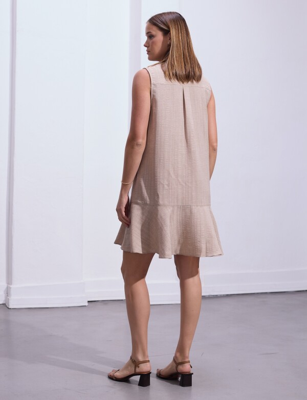Vestido Escote Camisa BEIGE