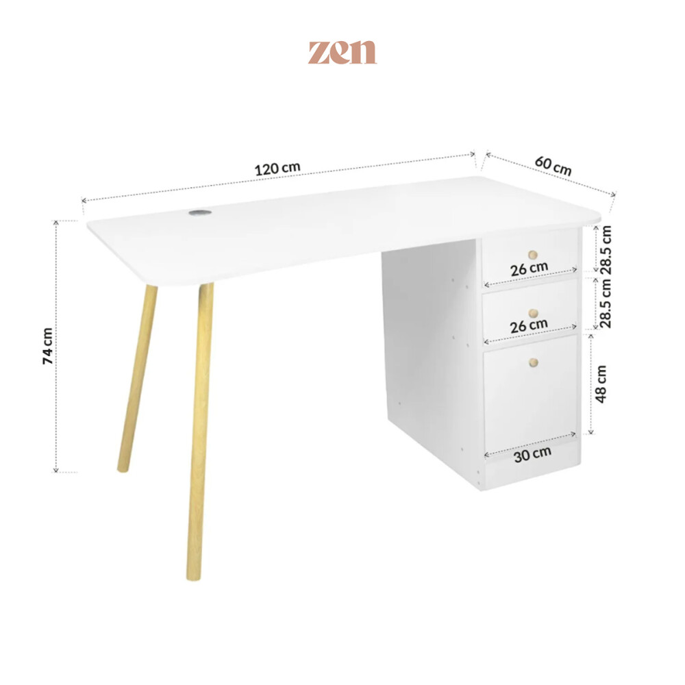 Escritorio Zen + Silla de oficina Lines Blanco