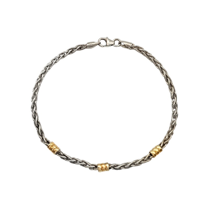 Pulsera Espiga-Plata y Oro-Sin piedra-PU5036 sinpiedra