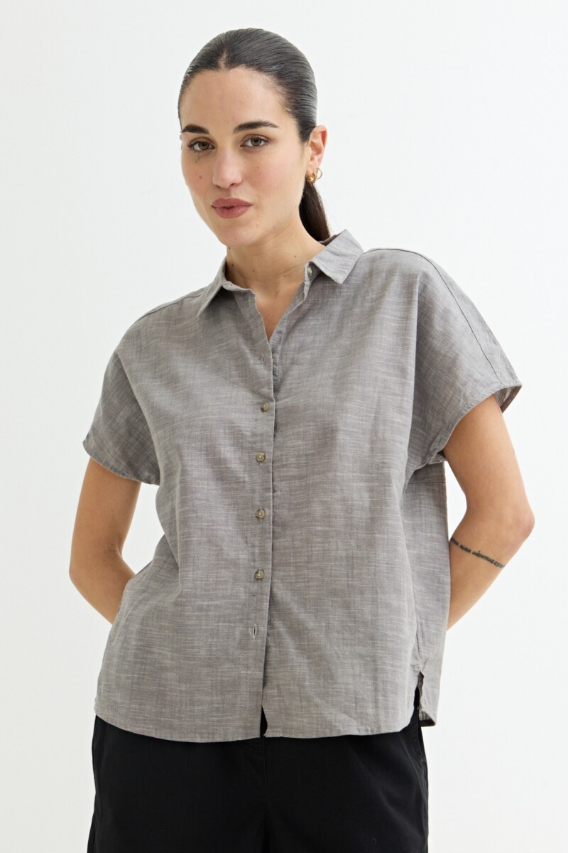 Camisa sin mangas lino GRIS