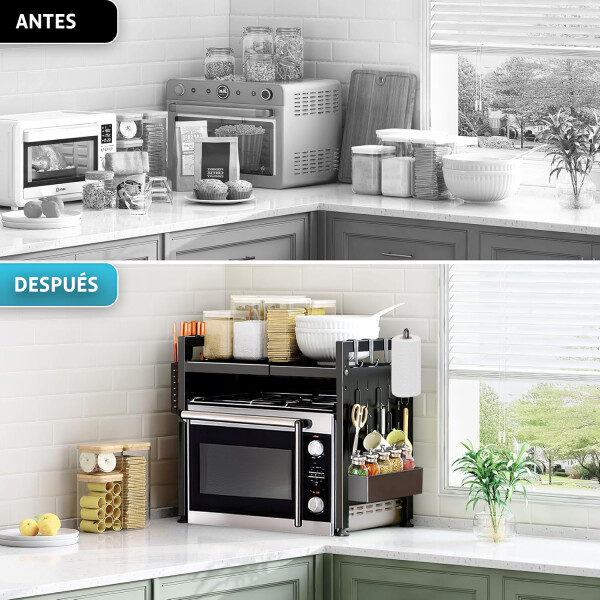 Estante Organizador Microondas Con Largo Y Ancho Ajustable Estante Organizador Microondas Con Largo Y Ancho Ajustable
