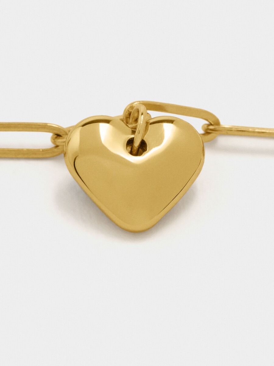 Pulsera De Eslabones Con Corazón - Acero Inoxidable dorado