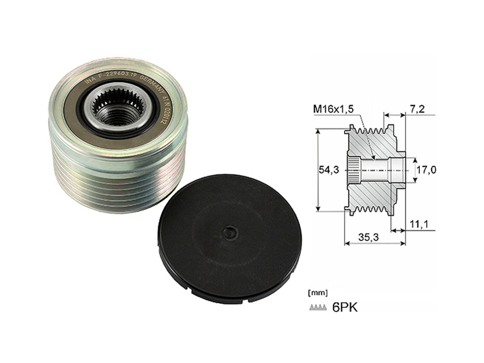 Polea Alternador Marcha Libre Chev Tracker I Diesel/D'Max Citroen Xsara/Xantia/C5/C3 Ford Ecosport Peug 307/206/Boxer/406/306 
