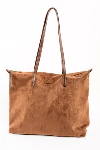 Travel Bag Gamuza Vegana Con Cierre Chocolate