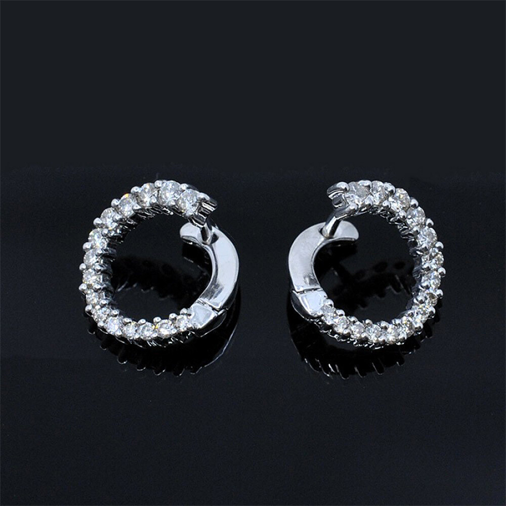 Caravanas En Oro 18K Blanco Y Brillantes Caravanas En Oro 18K Blanco Y Brillantes