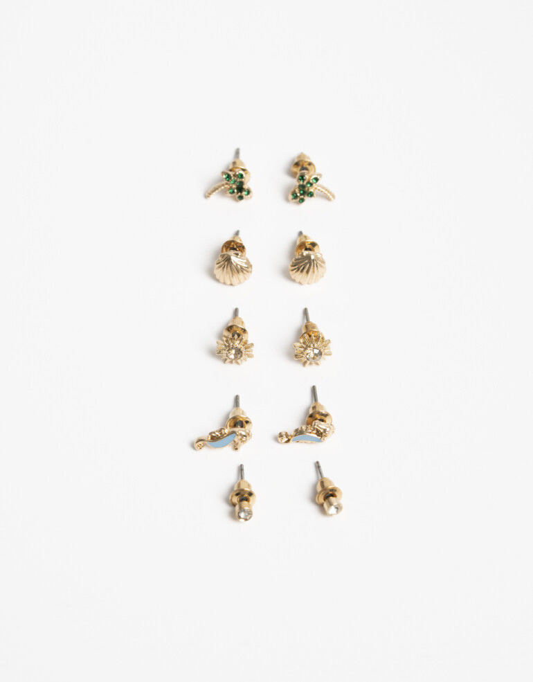 Aros Sets Metal Set De Aros Pasantes Playeros - Dorado