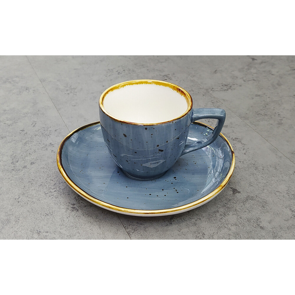 TAZA C/PLATO 80ML DANN AZUL PORCELANA CZT05-119