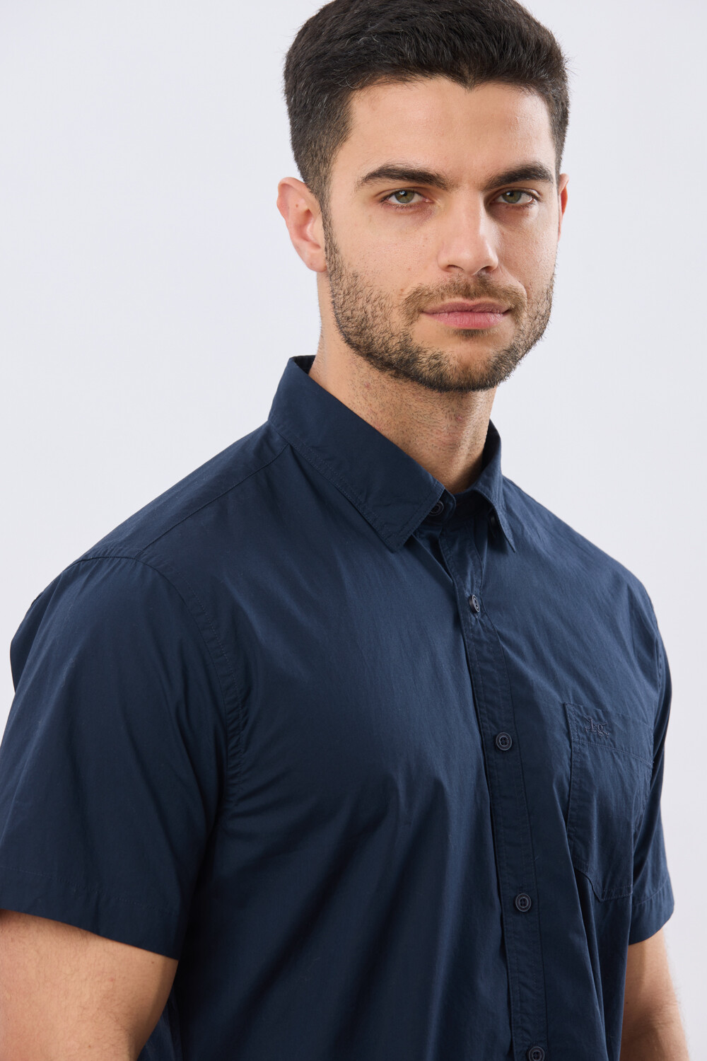 CAMISA LISA DE ALGODÓN Azul